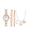 ANNE KLEIN Women's Gift Set White Dial Rose Gold Stainless Steel Watch AK3598RGST