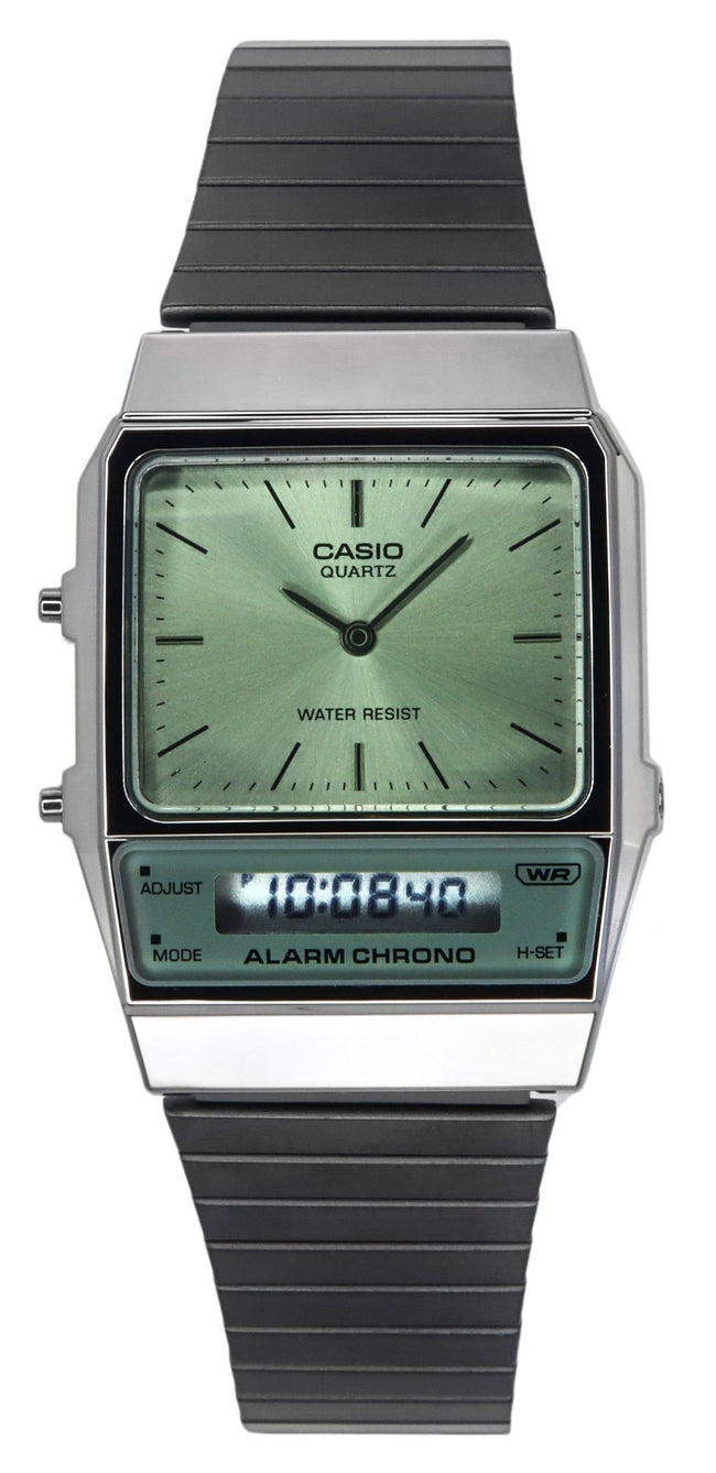 Casio Vintage Analog Digital Stainless Steel Green Dial Quartz AQ-800ECGG-3A Men's Watch