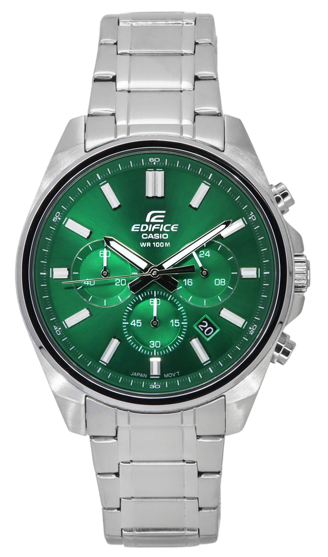 Casio Edifice Standard Analog Chronograph Stainless Steel Green Dial Quartz EFV-650D-3A Men's Watch