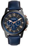Fossil Grant Chronograph Black and Blue Dial Blue Leather FS5061 Men's Watch
