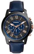 Fossil Grant Chronograph Black and Blue Dial Blue Leather FS5061 Men's Watch