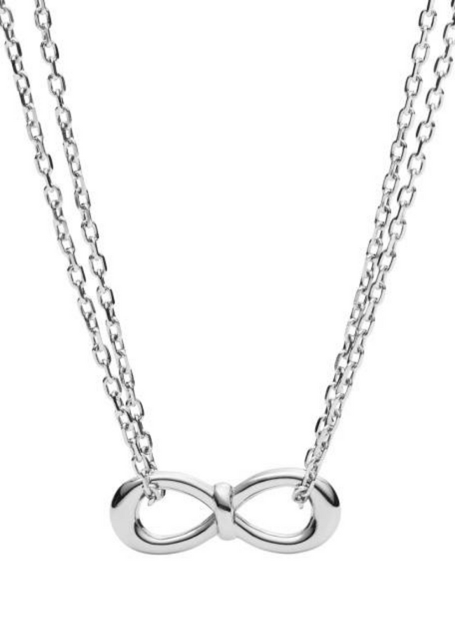 Fossil Infinity Knot Double-Chain Steel Necklace